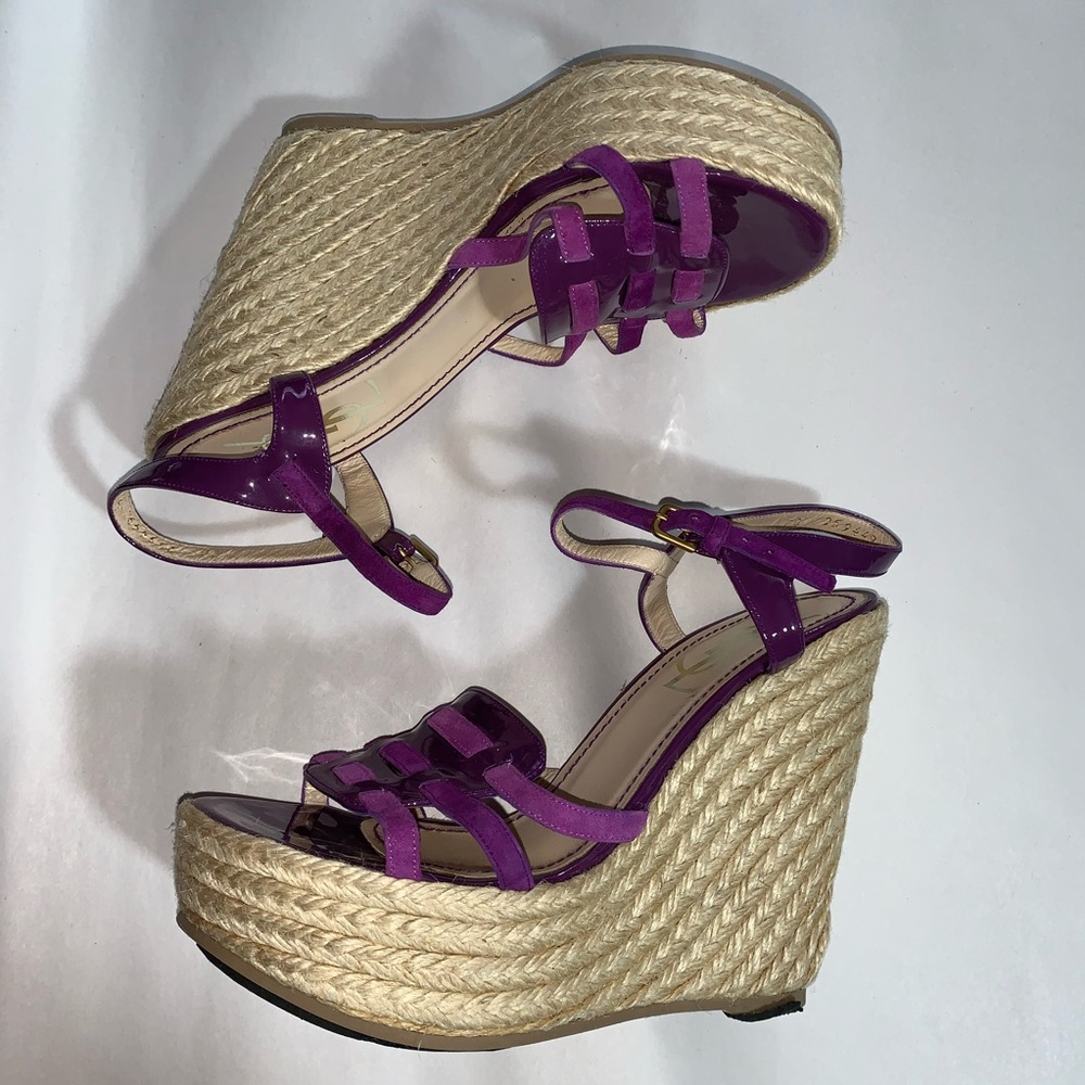 auth SAINT LAURENT purple suede/patent leather - Picture 8 of 8
